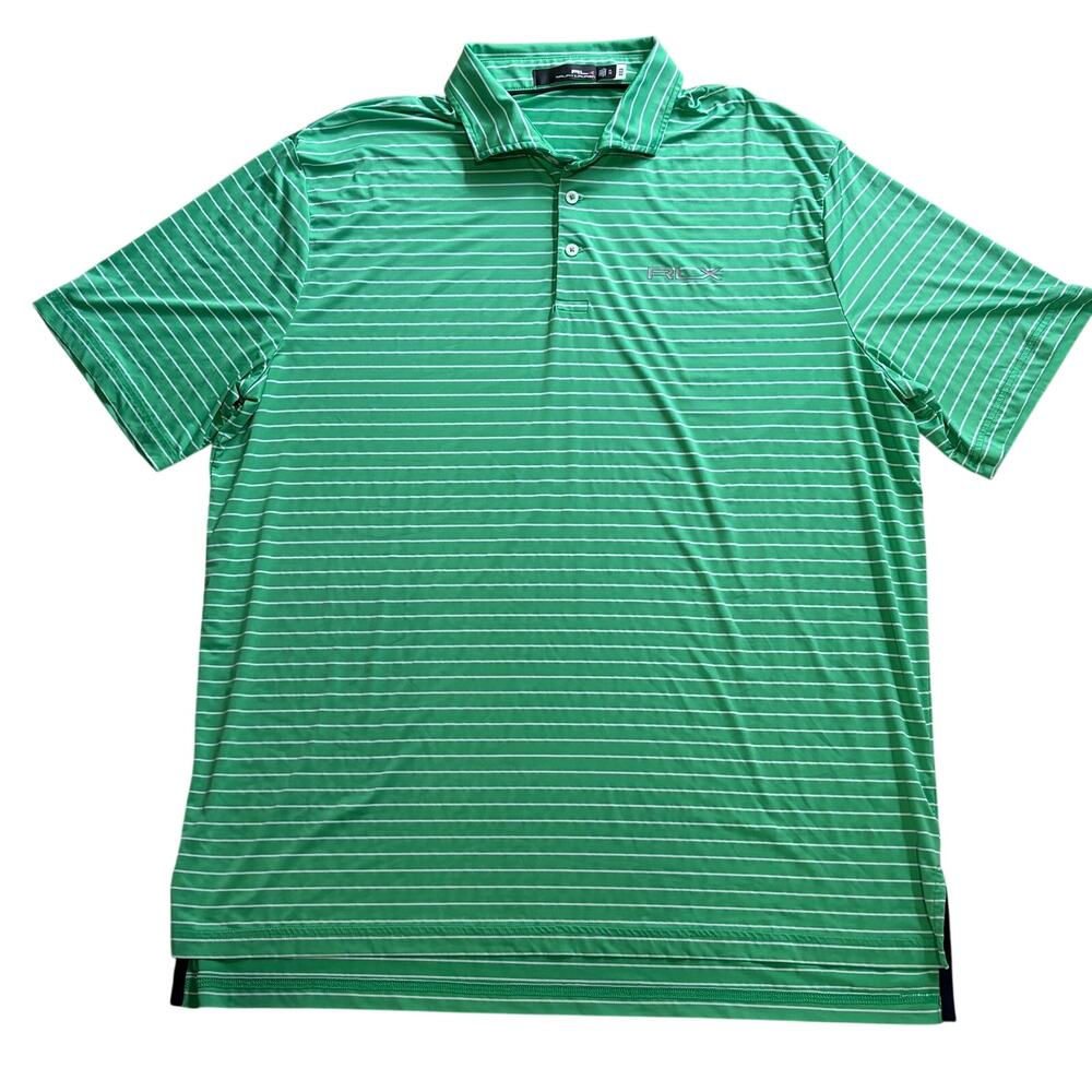 RLX Ralph Lauren Performance Golf Polo Short Sleeve Shirt Men’s XL‎ Green Stripe